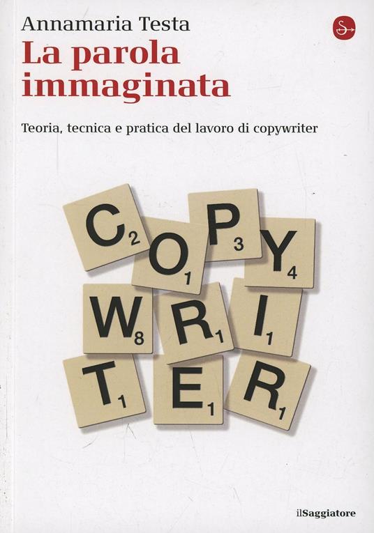 Copertina Libro la parola immaginata con tessere di scarabeo che compongono la parola copywriter