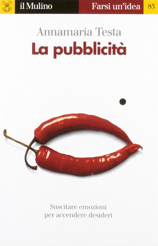 Copertina libro la Pubblicità con la foto di due peperoncini rossi che sembrano labbra