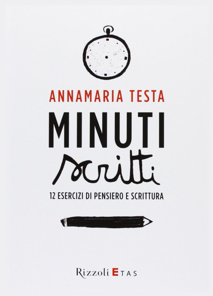 Copertina libro Minuti scritti con penna e orologio stilizzati