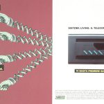 A sinistra illustrazione di quattro mani che puntano l'indice verso sinistra. A destra interruttore living. Titolo: Sistema Living: il telecomando.