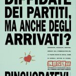Copyhead su fondo verde: Titolo: Diffidate dei partiti ma anche degli arrivati? Rincuoratevi.