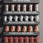 Tanti origami fatti di carta esposti su alcune mensile. Titolo: Ispira i migliori designer.
