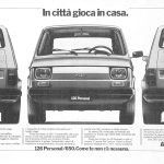 Tre scatti di una Fiat 126. Titolo: in città gioca in casa.