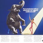 Illustrazione di una domatrice di elefanti. Titolo: può un'azienda italiana concorrere con i giganti internazionali?
