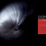 Nautilus, conchiglia madreperlata su fondo nero. Titolo: tra contenere e proteggere c'è una differenza grande come il mare.