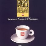 Guida del caffè dell'espresso sopra a una tazzina di caffè. Titolo. La nuova guida dell'espresso. L'espresso.