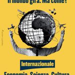Uno con un mappamondo al posto della testa. Titolo: il mondo gira. ma come?