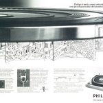 Primo piano di un giradischi. Titolo: Philips vi invita a non sottovalutare alcuni piccoli particolari del giradischi GA222.